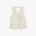 "Old Money Space" Linen draped vest and straight trousers suit-5