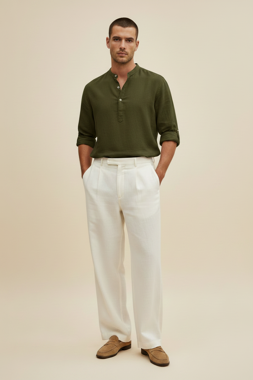 Buzz Cut - Army Green Henley