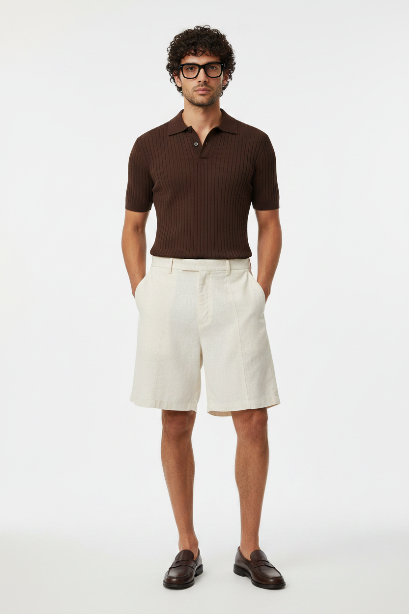 Voorkant linnen shorts